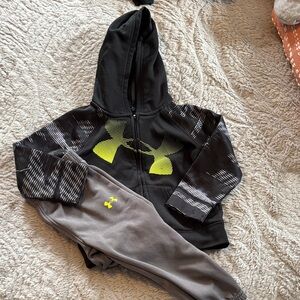 Under Armour zip up Tracksuit with Yellow Accents-joggers 24 months